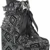 Demonia POISON-107 Black & Silver Faux Nubuck Ankle Boots Shoes
