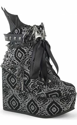 Demonia POISON-107 Black & Silver Faux Nubuck Ankle Boots Shoes