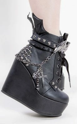 Demonia Shoes POISON-107 Black Vampire Vegan Leather Ankle Boots (Au Stock)