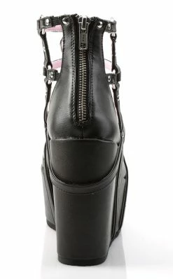 Demonia Shoes POISON-25-1 Black Vegan Leather Platform Wedges