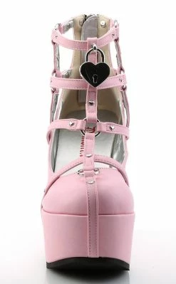 Demonia POISON-25-2 Baby Pink Vegan Leather Platform Wedges