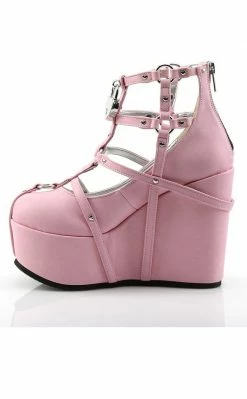 Demonia POISON-25-2 Baby Pink Vegan Leather Platform Wedges