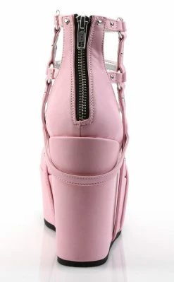 Demonia POISON-25-2 Baby Pink Vegan Leather Platform Wedges