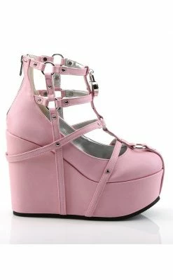 Demonia POISON-25-2 Baby Pink Vegan Leather Platform Wedges