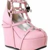 Demonia POISON-25-2 Baby Pink Vegan Leather Platform Wedges