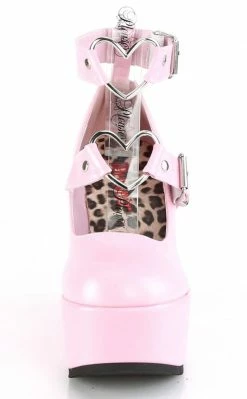Demonia Shoes POISON-99-2 Baby Pink Vegan Leather Platform Mary Janes