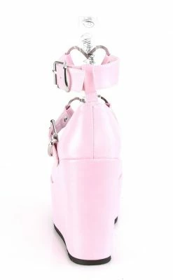 Demonia Shoes POISON-99-2 Baby Pink Vegan Leather Platform Mary Janes