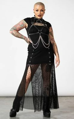 Killstar Paragon Fishnet Maxi Skirt Clothing