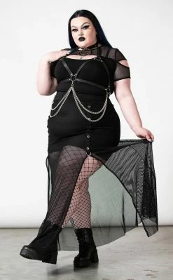 Killstar Paragon Fishnet Maxi Skirt Clothing