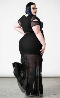 Killstar Paragon Fishnet Maxi Skirt Clothing