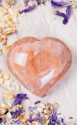 Crystals Peach Moonstone Heart Witchcraft