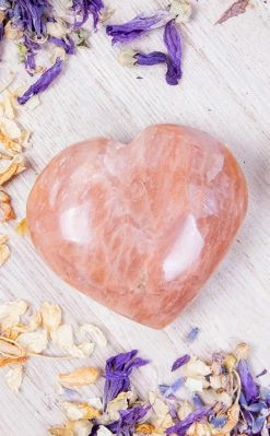 Crystals Peach Moonstone Heart Witchcraft