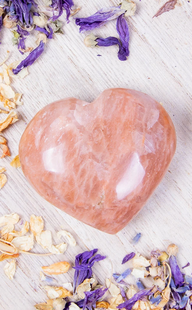 Crystals Peach Moonstone Heart Witchcraft 3 Crystals Peach Moonstone Heart Witchcraft