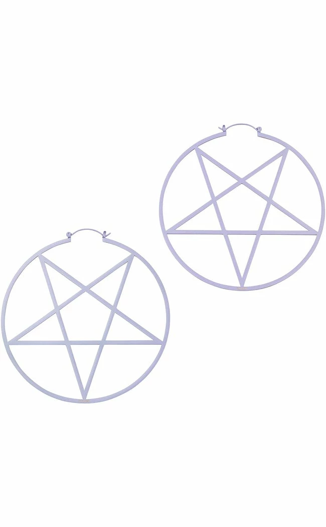 Killstar Accessories Pentagram Hoop Earrings | Lilac 4 Killstar Accessories Pentagram Hoop Earrings | Lilac