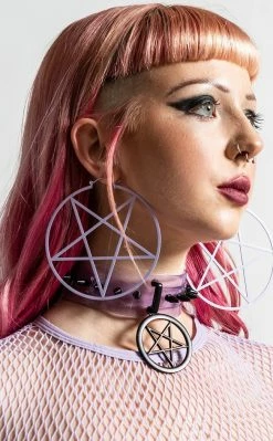 Killstar Accessories Pentagram Hoop Earrings | Lilac