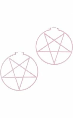 Killstar Accessories Pentagram Hoop Earrings | Pastel Pink