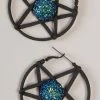 TB Pentagram With Blue Druzy Plug Hoops | Earrings 2 TB Pentagram With Blue Druzy Plug Hoops | Earrings