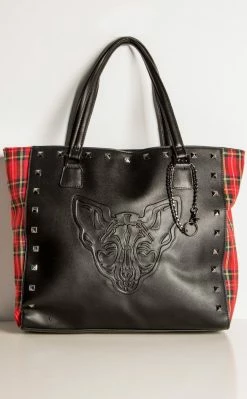Banned Apparel Phantom Form Tote Bag | Red Tartan Swimwear