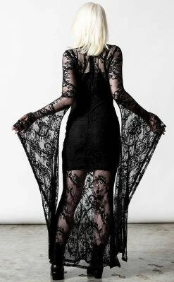 Killstar Clothing Phenomena Lace Maxi Dress | Black