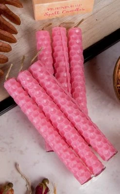 Pink Beeswax Friendship Spell Candles Witchcraft