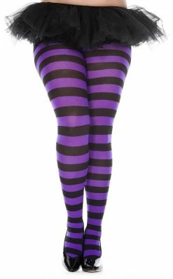 Music Legs Plus Size Burton Wide Stripe Pantyhose | Choose Colour Clothing