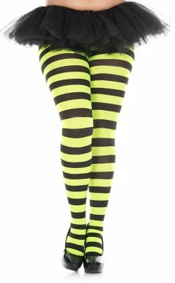 Music Legs Plus Size Burton Wide Stripe Pantyhose | Choose Colour Clothing