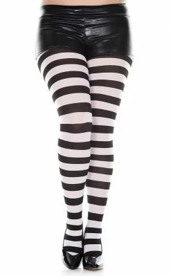 Music Legs Plus Size Burton Wide Stripe Pantyhose | Choose Colour Clothing