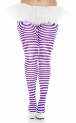 Music Legs Plus Size Small Stripe Pantyhose | Choose Colour Clothing