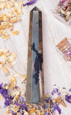 Crystals Witchcraft Polished Pyrite Tower With Hematite