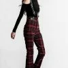 Killstar Clothing Prophet Of Doom Suspender Trousers | Blood Tartan