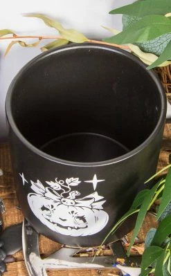 Death By Plants Pumpkin Queen Plant Pot | White On Black