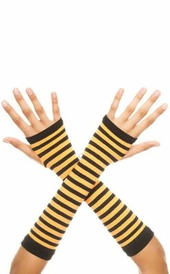 Music Legs Pumpkin Spice Striped Arm Warmers Accessories