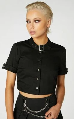 Dangerfield Punk Buckle Crop Blouse