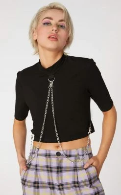 Dangerfield Clothing Punk Chain Jersey Crop Top