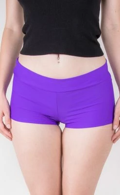 Music Legs Purple Lycra Booty Shorts Clothing