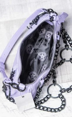 BlackCraft New Arrivals Purple Pentagram Chain Top Handle Bag