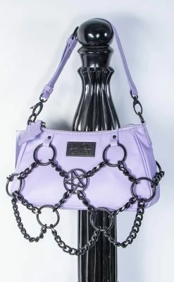 BlackCraft New Arrivals Purple Pentagram Chain Top Handle Bag