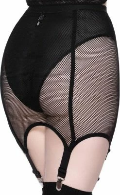 Killstar Clothing Pussy Power Fishnet Skirt | Black