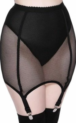 Killstar Clothing Pussy Power Fishnet Skirt | Black