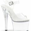 Pleaser RADIANT-708 Clear Black Heels Pole Shoes