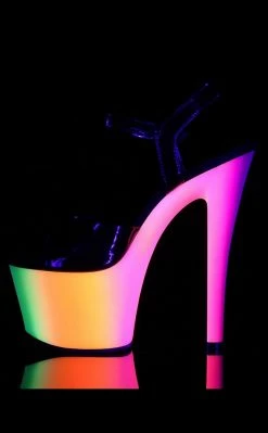 Pleaser RAINBOW-309UV Blk Pat/Neon Multi Heels