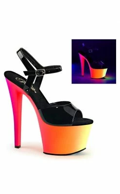 Pleaser RAINBOW-309UV Blk Pat/Neon Multi Heels