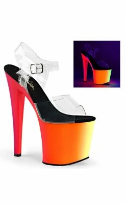 Pleaser RAINBOW-708UV Clr/Neon Multi Heels Pole Shoes