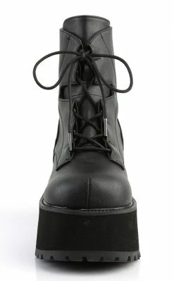 Demonia RANGER-102 Black Vegan Leather Platform Ankle Boots