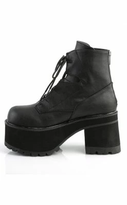 Demonia RANGER-102 Black Vegan Leather Platform Ankle Boots