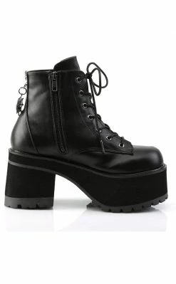 Demonia RANGER-105 Black Vegan Leather Platform Ankle Boots (Last Pair: Size 10) Sale