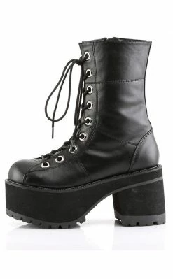 Demonia Shoes RANGER-301 Black Vegan Leather Platform Ankle Boots