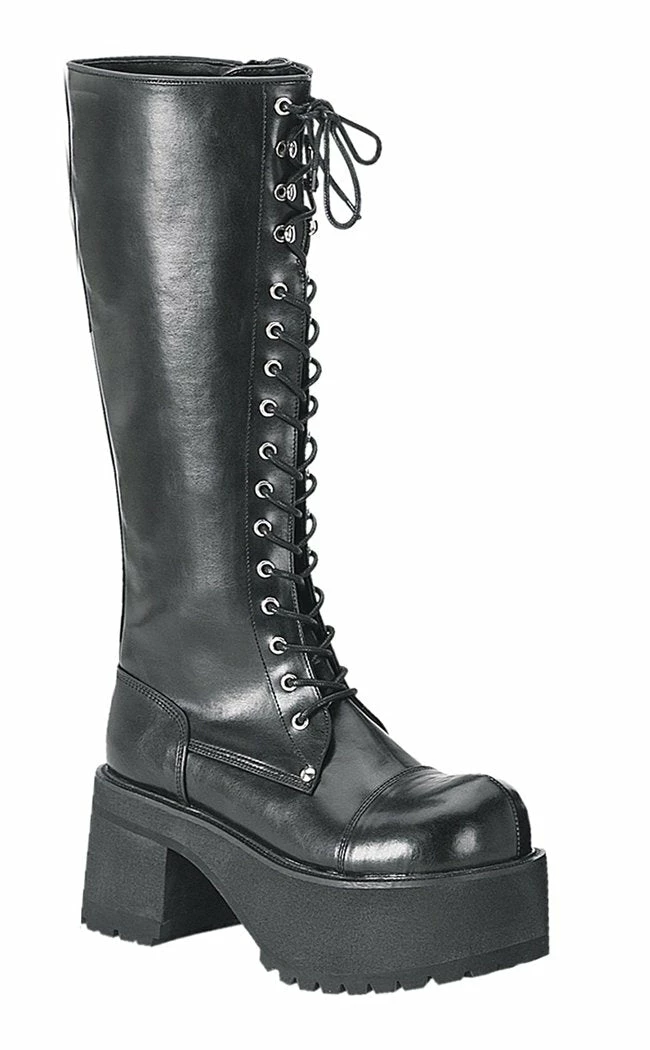 Demonia Shoes RANGER-302 Black Vegan Leather Platform Knee High Boots 3 Demonia Shoes RANGER-302 Black Vegan Leather Platform Knee High Boots