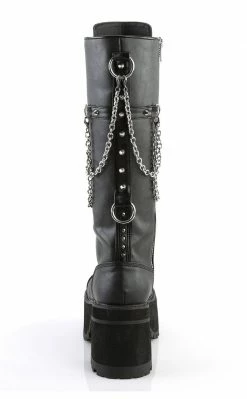 Demonia Shoes RANGER-303 Black Vegan Leather Platform Knee High Boots
