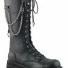 Demonia Shoes RANGER-303 Black Vegan Leather Platform Knee High Boots